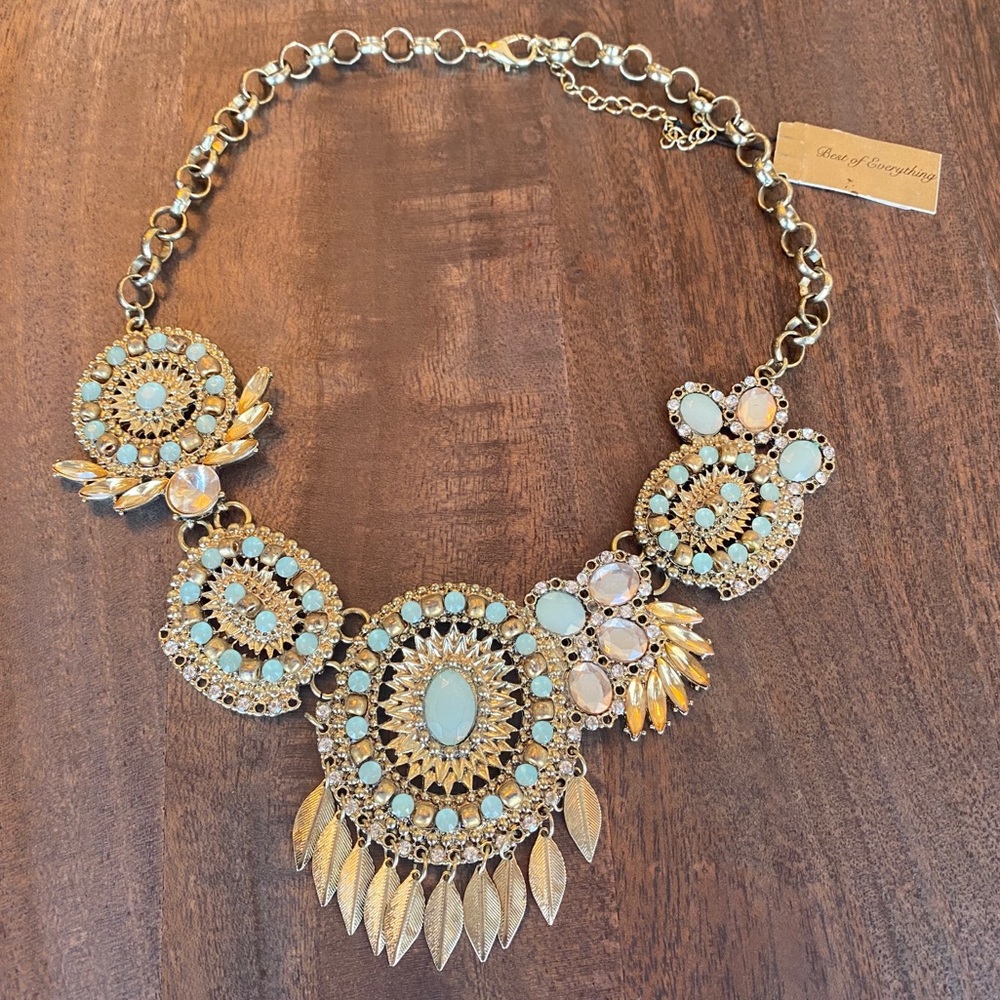 Gold and turquoise statement necklace